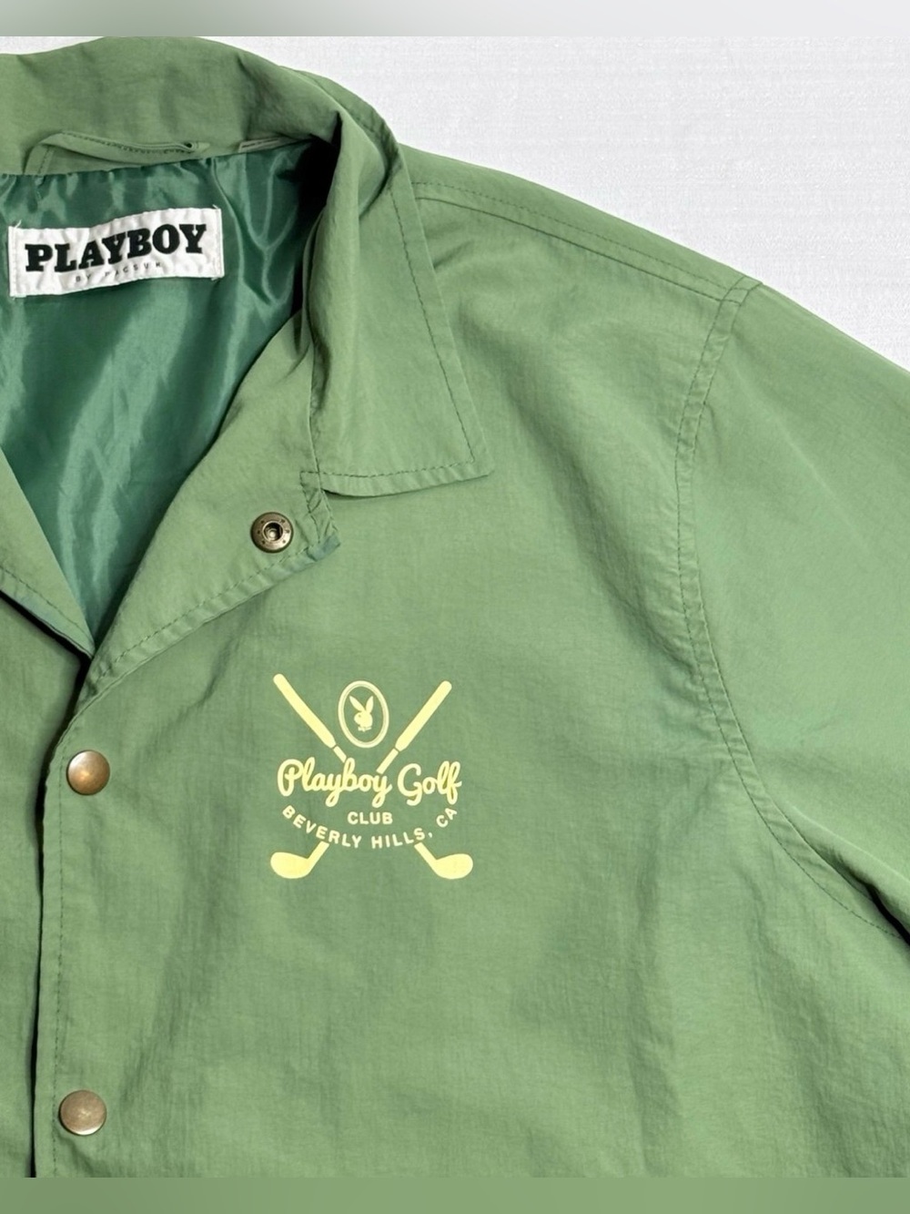 Playboy Men’s Clubs Coaches Green Jacket Lightweight Medium - Picture 6 of 11